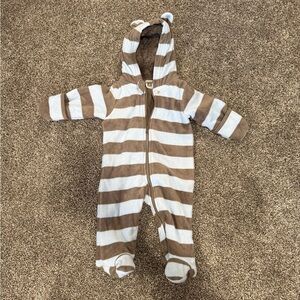Carter's Brown and Light Blue Striped Footie
